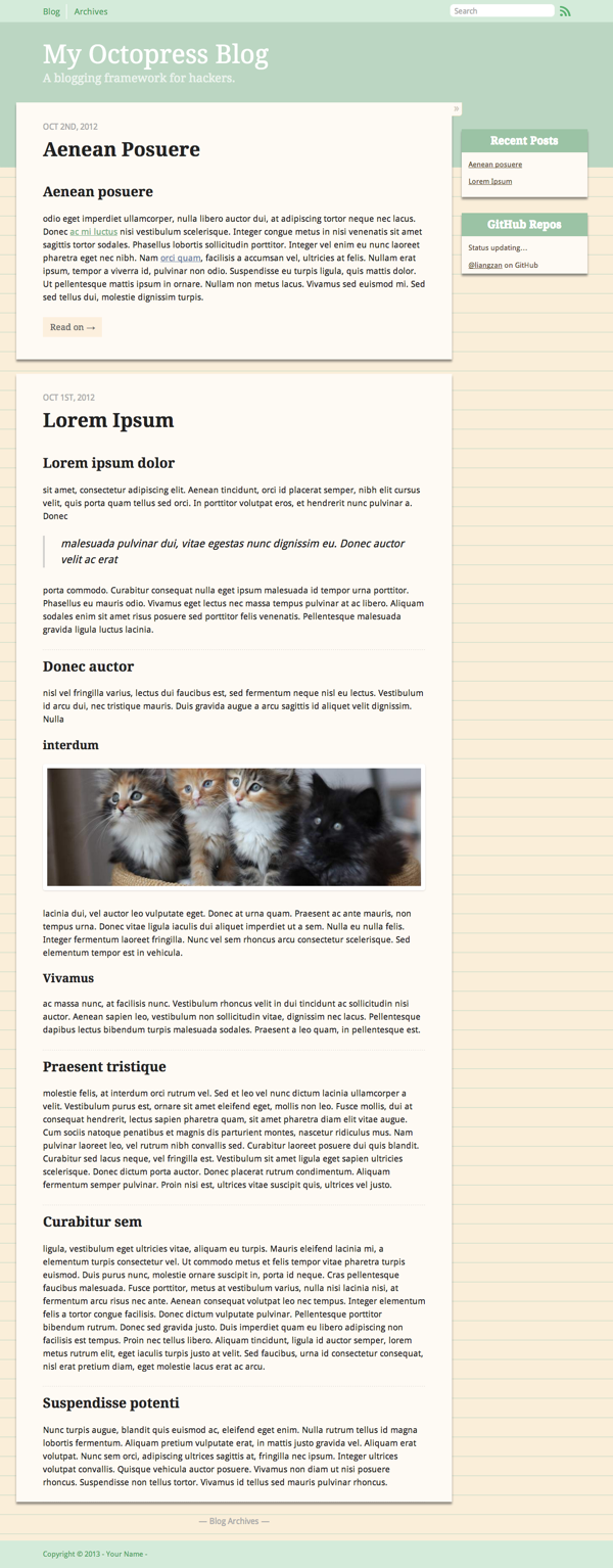 Octopress themes: Laundry Lobsters Full Screenshot