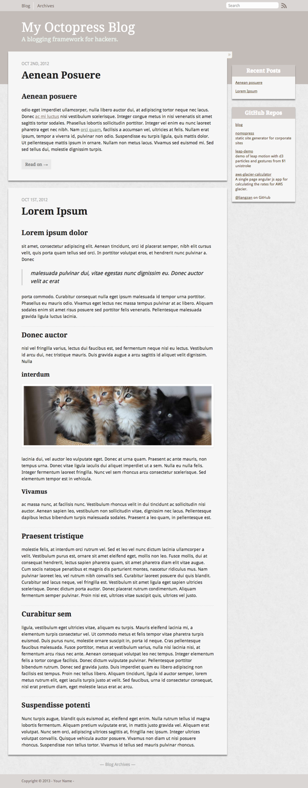 Octopress themes: Lozenge Lobsters Full Screenshot
